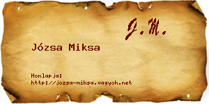 Józsa Miksa névjegykártya